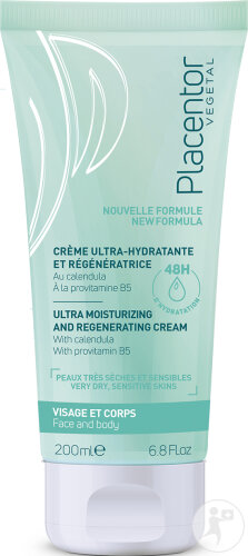 Placentor Vegetal Crème Ultra-Hydratante Et Régénératrice Peaux Très Sèches Et Sensibles Tube 200ml