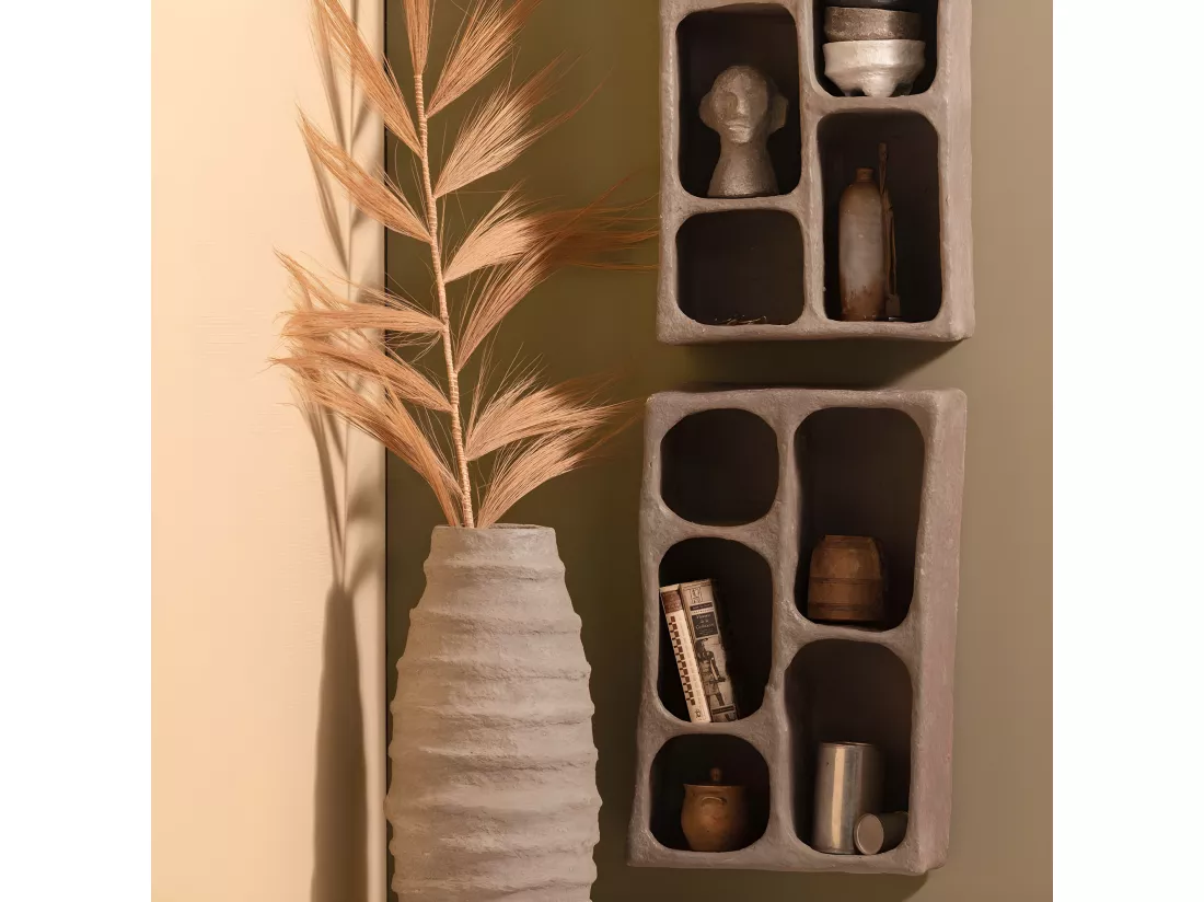 Clay - Étagère murale en papier mâché 5 niches - Gris