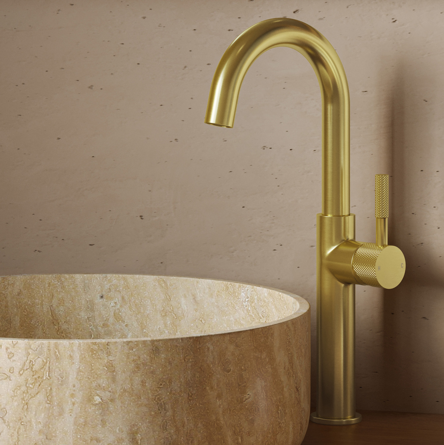 Saniclear Brass Curved hendel voor Highriser (SK89501)