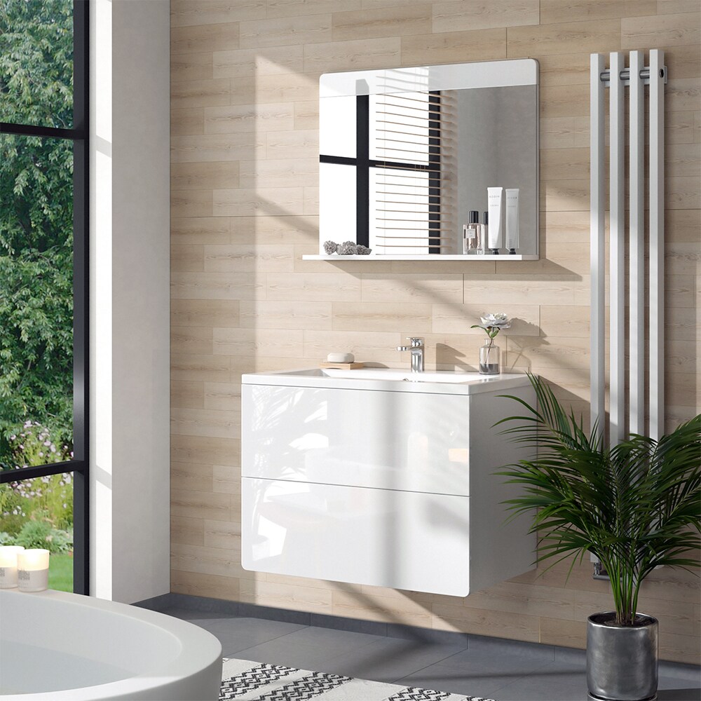 Vicco Badmöbel-Set Izan Weiß Hochglanz modern Waschtischunterschrank Waschbecken