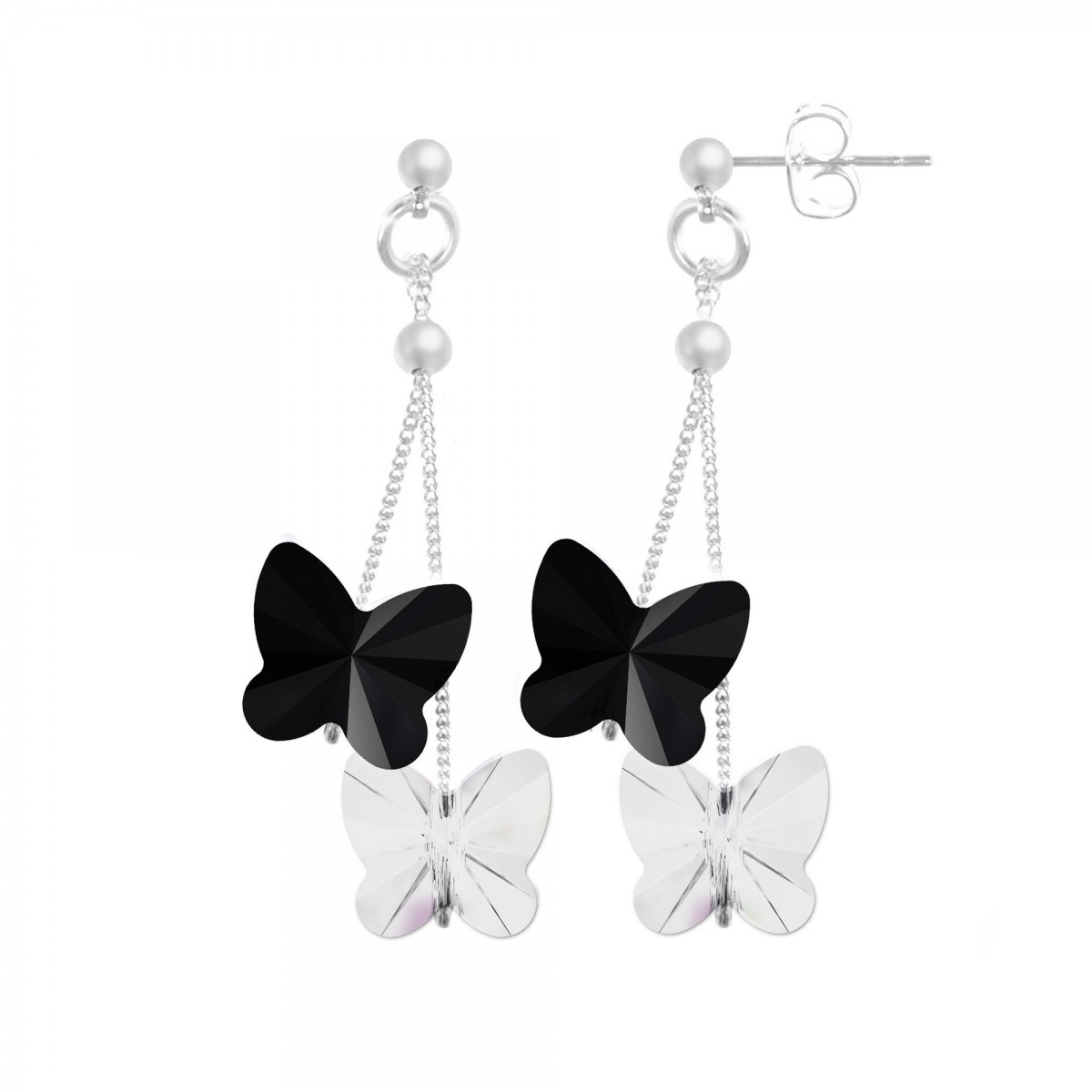 Boucles d'oreilles papillons ornées de Cristaux scintillants SC Crystal