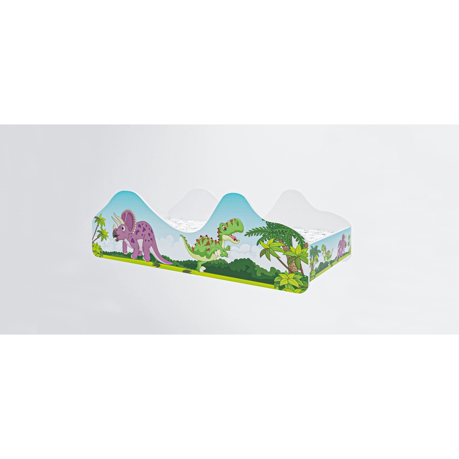 Kids Collective Kinderbett Jugendbett 80x160 mit Rausfallschutz | Kinder Spielbett mit Lattenrost Dino Motiv mit Matratze