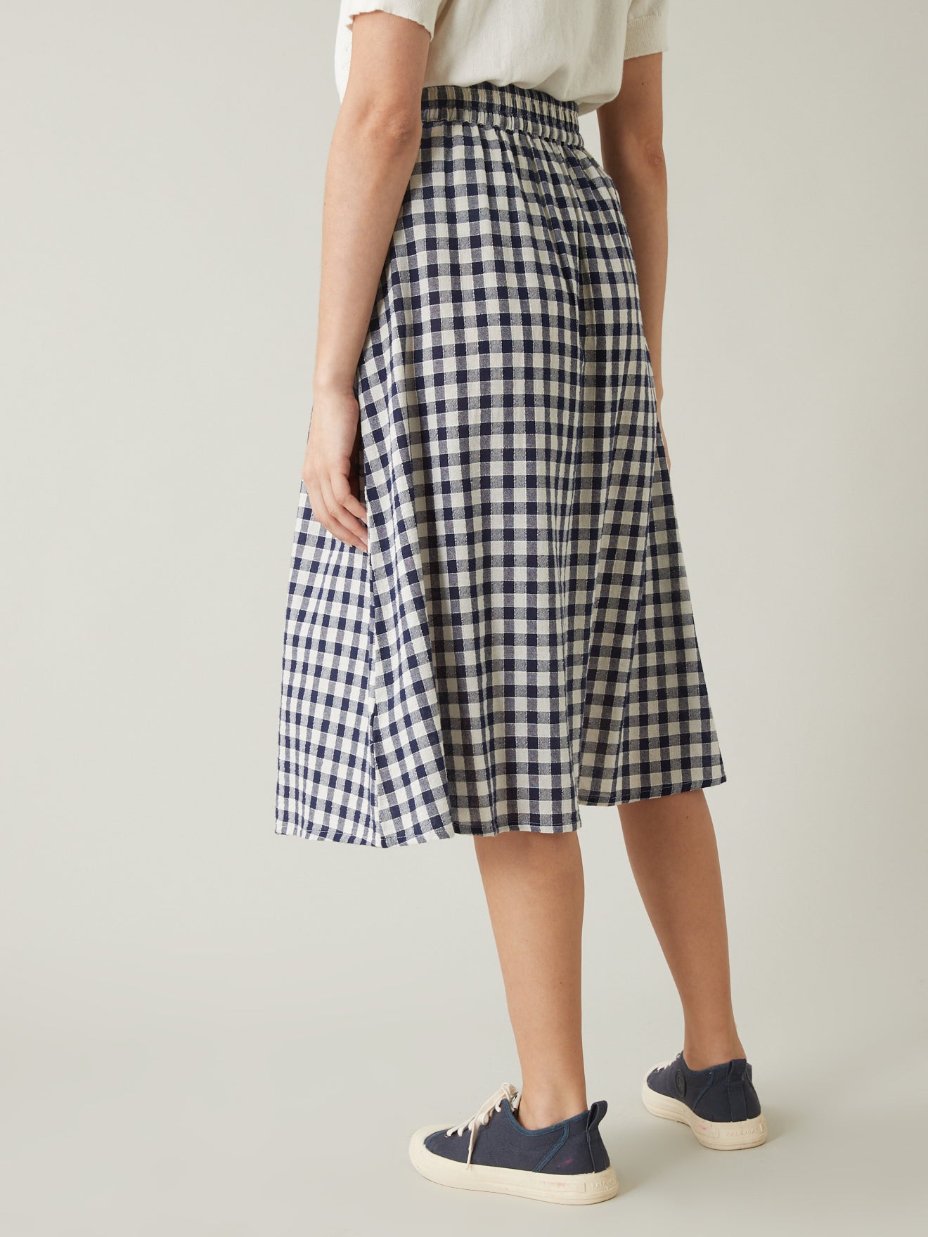 Jupe mi-longue boutonnée vichy femme