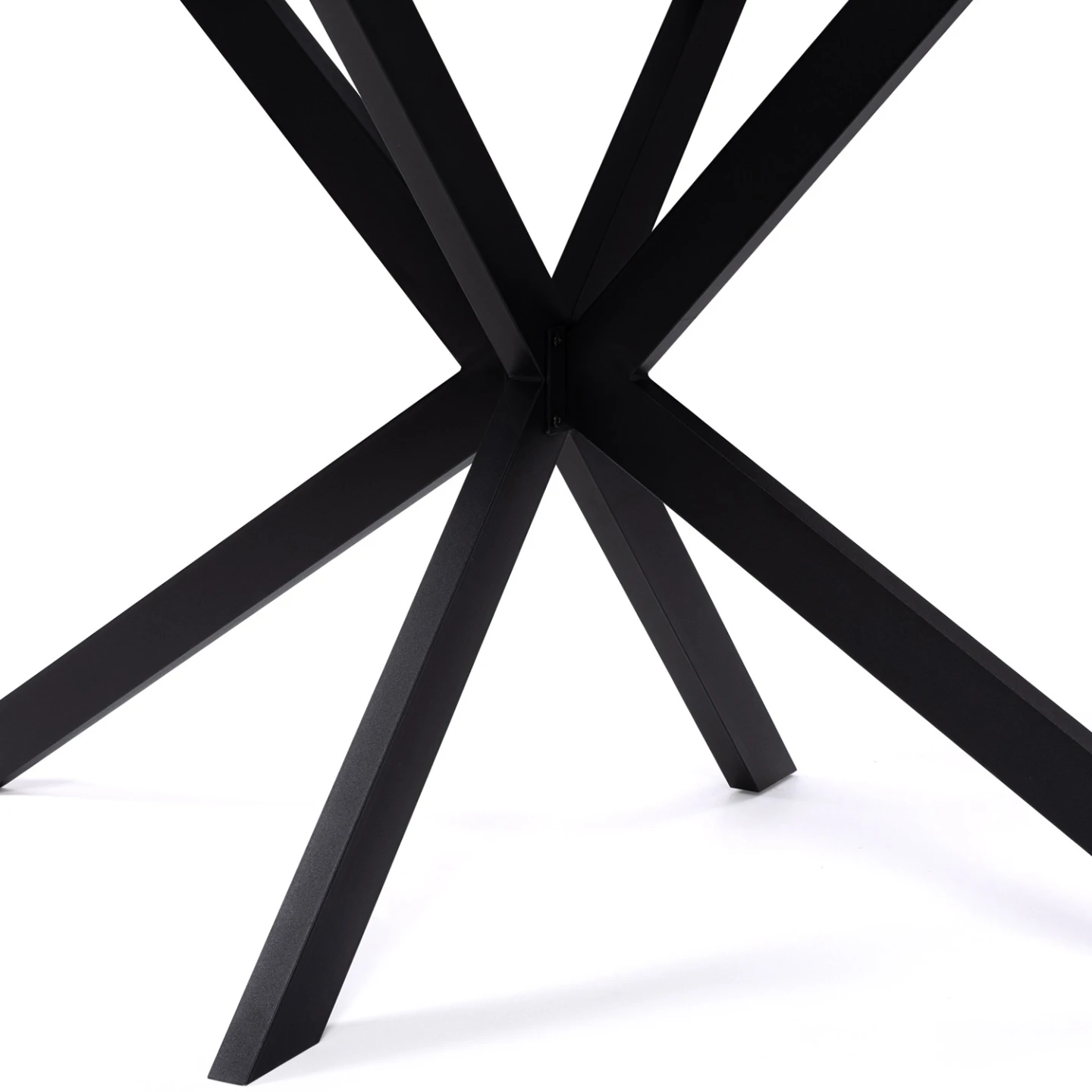 Table à manger rectangle ALIX 8 personnes pied araignée noir et plateau effet marbre blanc ALASKA 160 cm