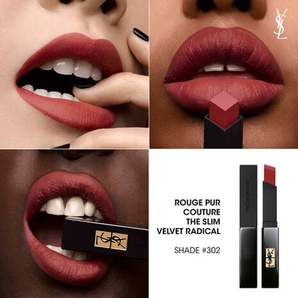 Rouge Pur Couture The Slim Velvet Radical  Rouge à Lèvres Mat Effet Velours - Longue Tenue et Confort - 302 Nude Protest