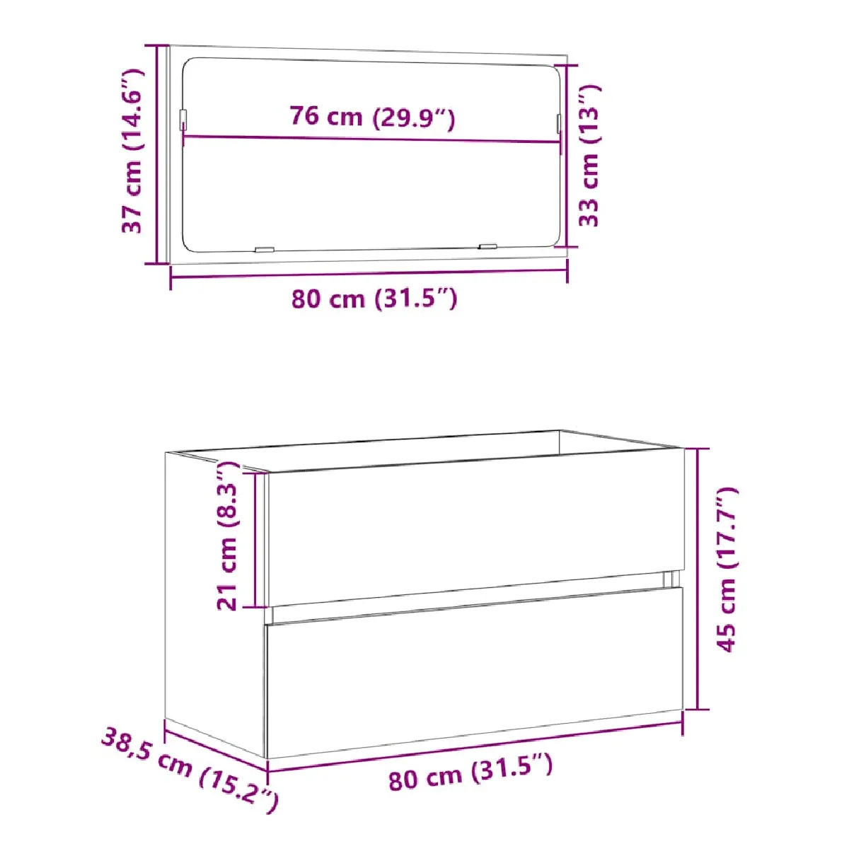 vidaXL Meuble de salle de bain avec miroir - Chêne sonoma