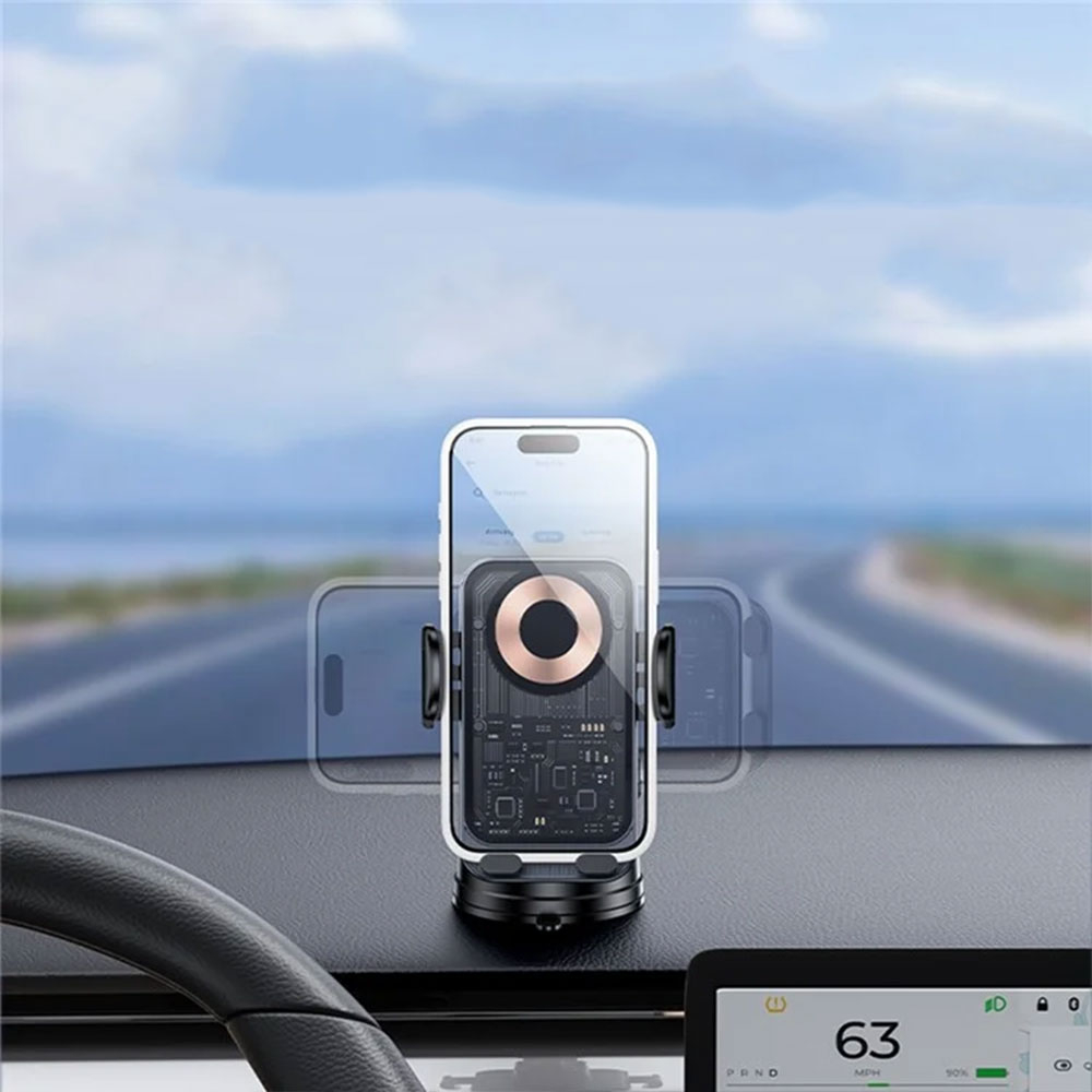 (15W) Qi Wireless Charger Auto KFZ Smartphone Teleskoparm Halterung Ladegerät mit Saugnapf - Schwarz