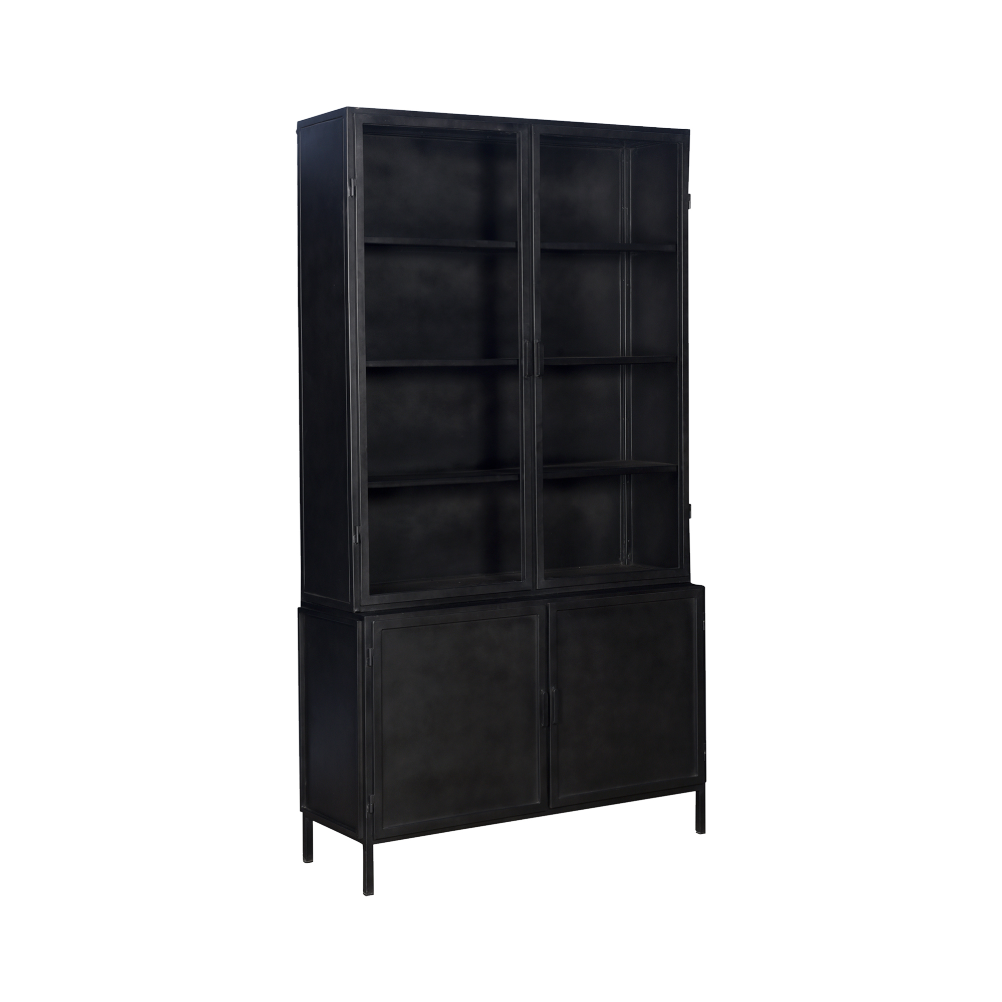 4-deurs vitrinekast Garland Zwart H220xB120xD42cm