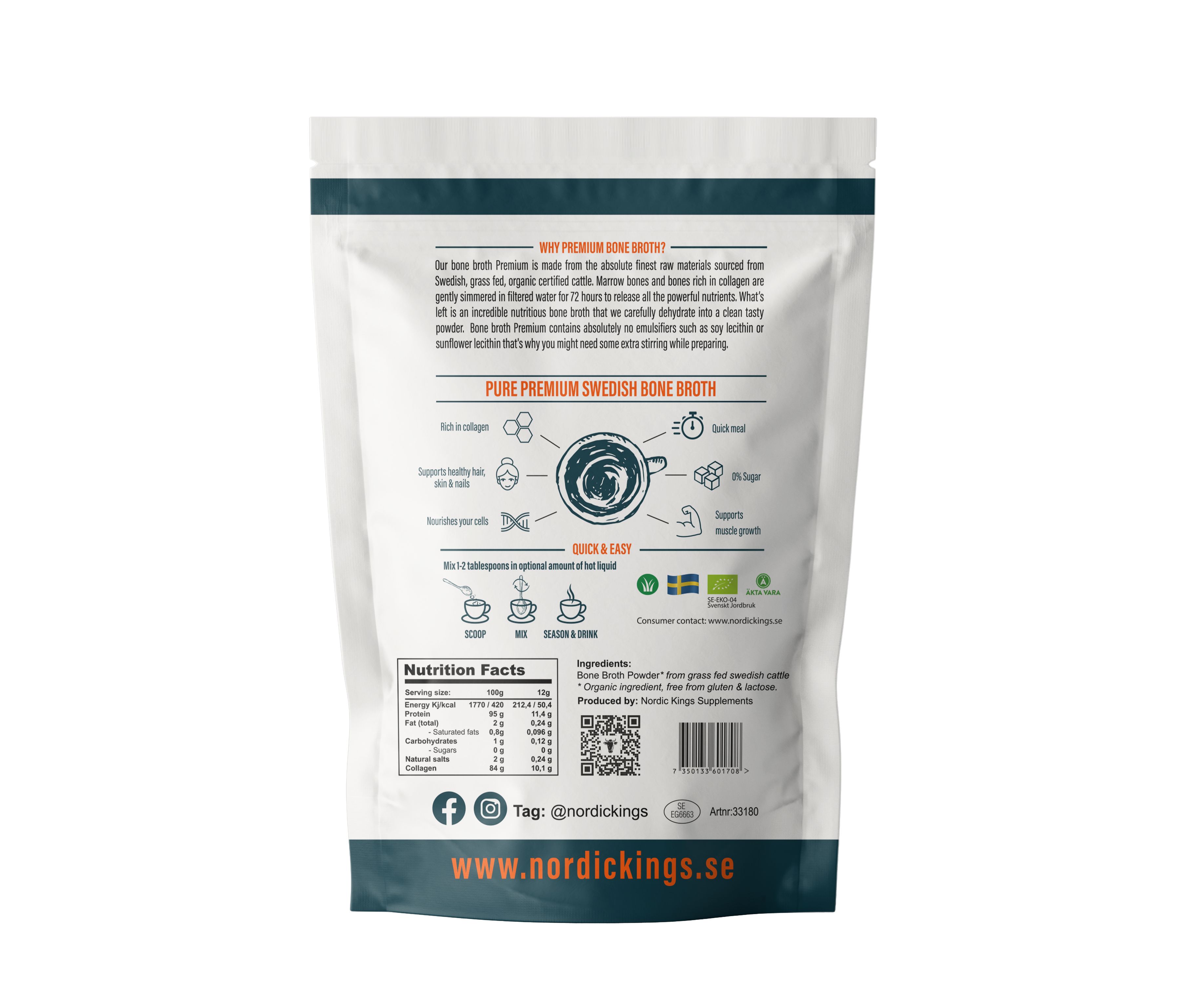Nordic Kings Supplements Beef Bone Broth Pulver