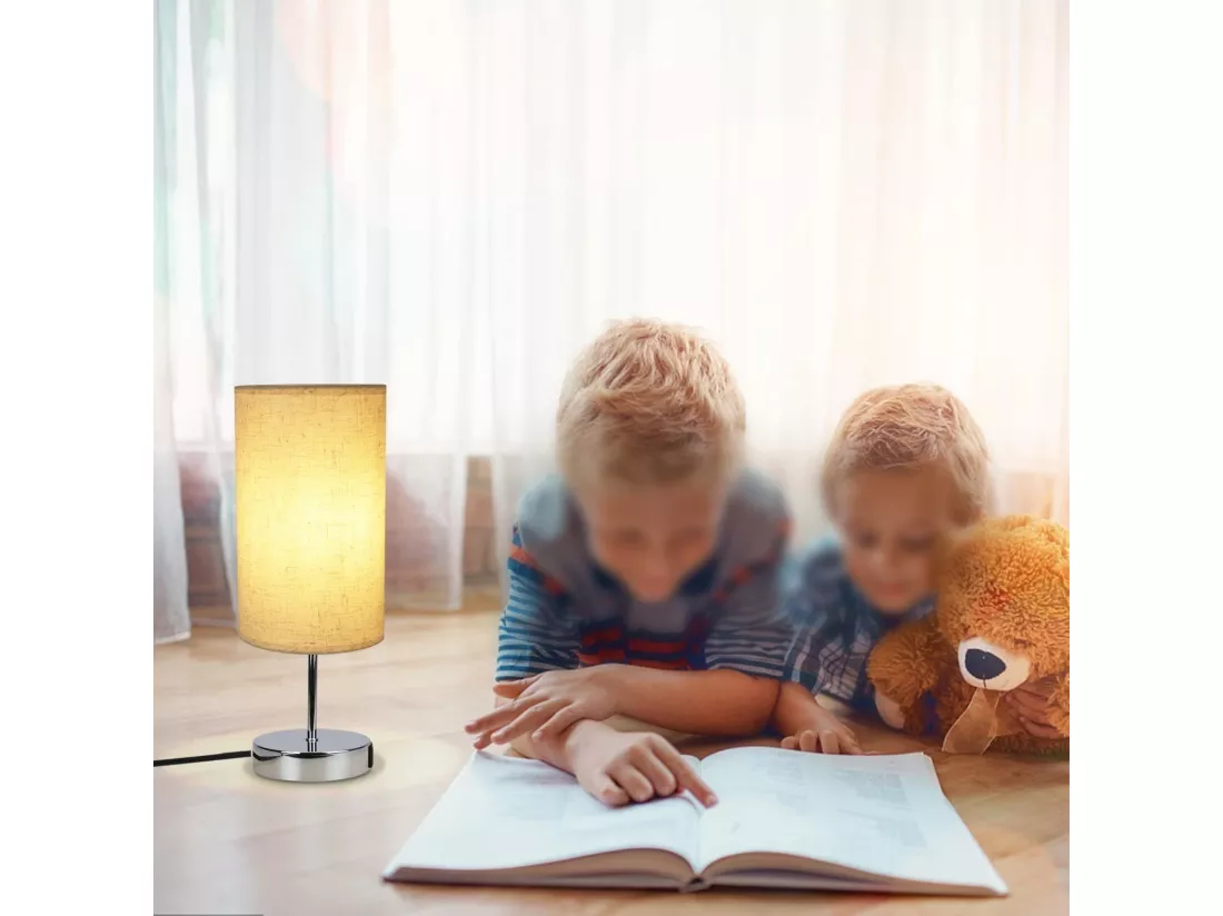 NETTLIFE lampe de chevet tactile dimmable avec fonction de charge lampe de table moderne avec USB E27