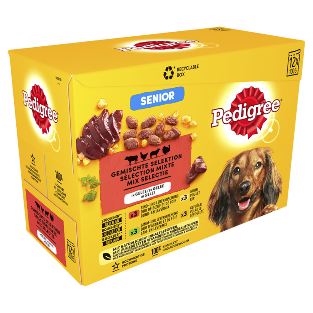 Pedigree Senior Honden Natvoer Vlees en Gevogelte in Gelei12 x 100 gr