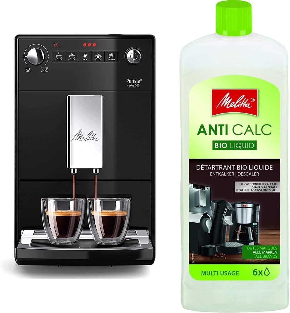 Melitta, Purista, Argent, F230-101 Machine à Café et Expresso 1L Automatique avec Broyeur à Grains, Compacte, Silencieuse