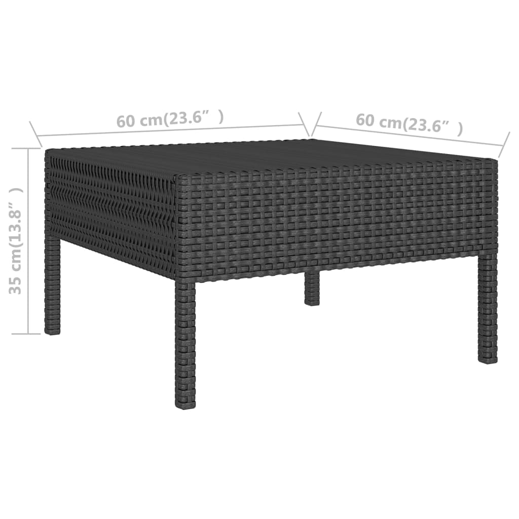 Salon de jardin meuble d'extérieur ensemble de mobilier 9 pièces avec coussins résine tressée noir