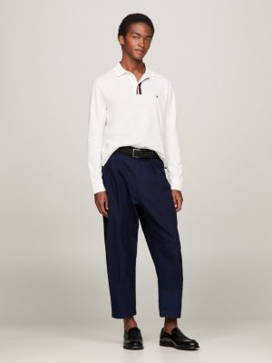 Polo de manga comprida com estampa listrada global e modelagem regular.