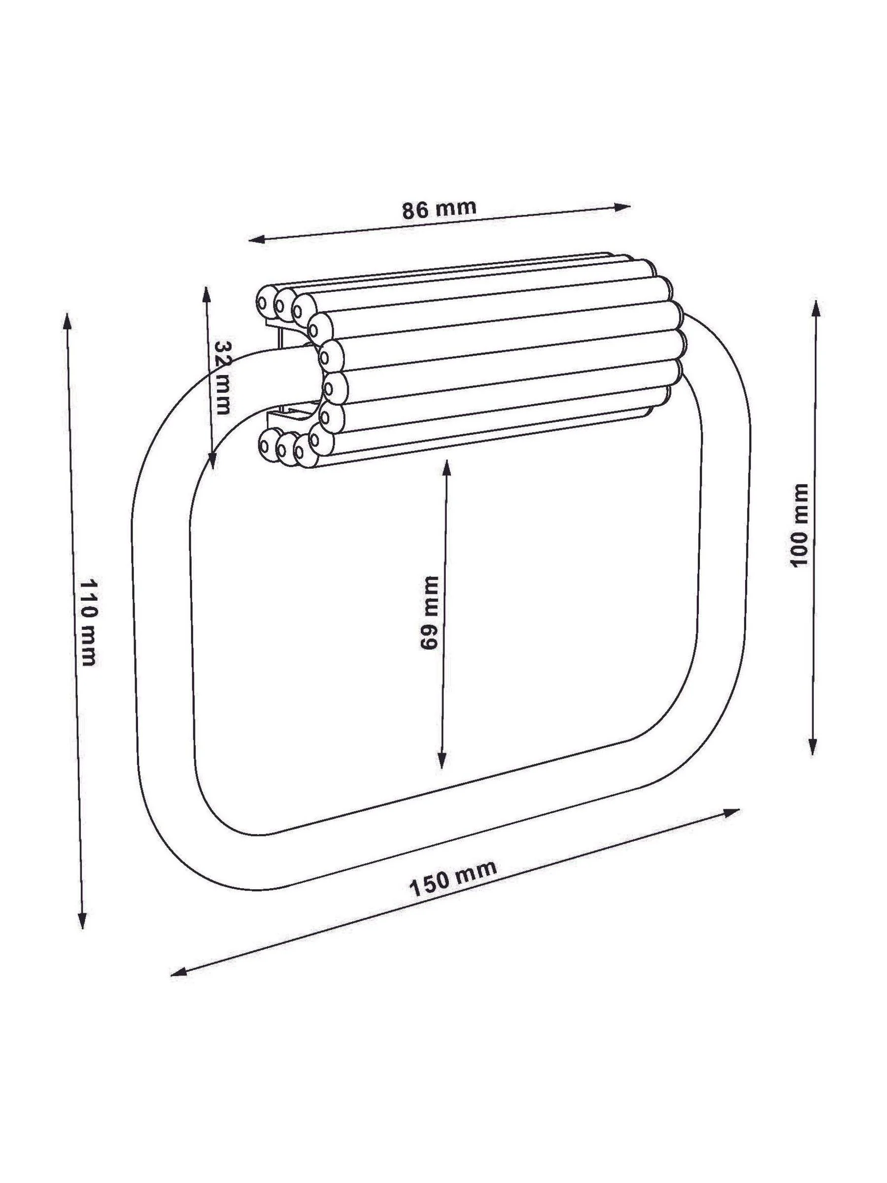 Handdoekrail met ribstructuur