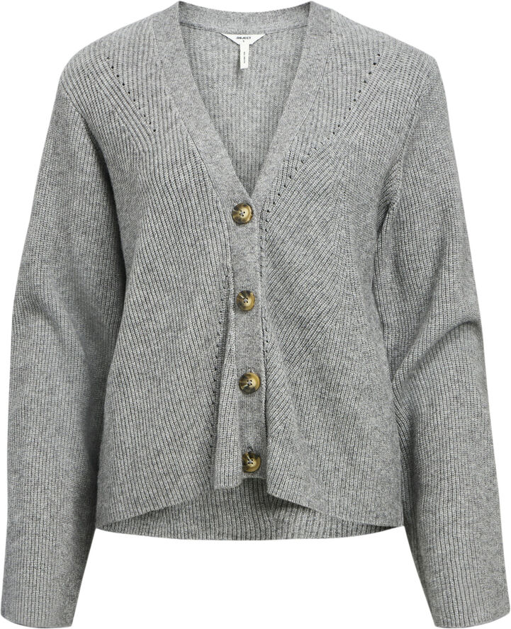 Object OBJDITTE RE L/S KNIT CARDIGAN NOOS Medium grey melange