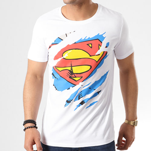 Tee Shirt Superman Tear Up Blanc