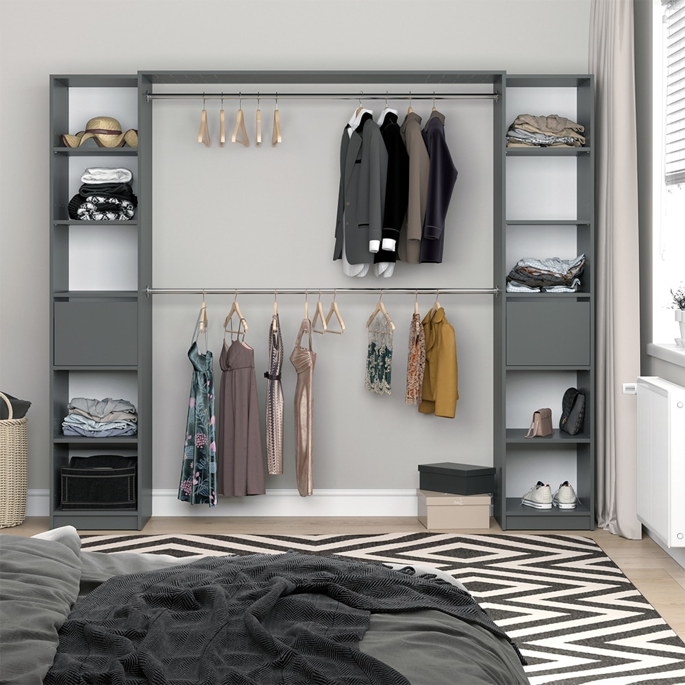 Vicco Kleiderschrank Visit Anthrazit Dielenschrank Flurgarderobe - Offen begehbar (Set XL)