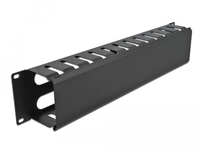 Delock Kabelführungspanel 2HE mit 4 Öffnungen , Schwarz Delock 19″ Kabelmanagement Rangierpanel mit 4 Öffnungen 2 HE schwarz
