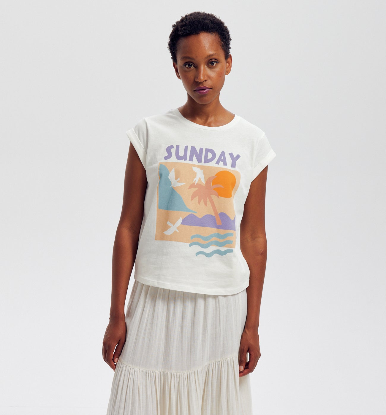 T-shirt à message Femme - Imprimé écru
