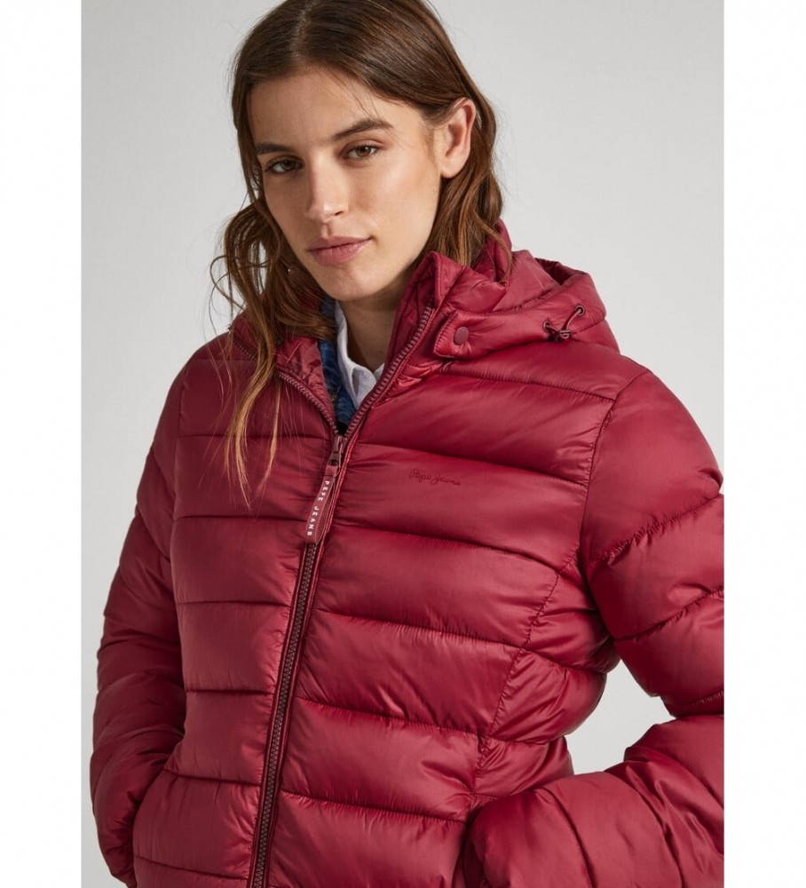 Casaco comprido Pepe Jeans Maddie, cor bordô