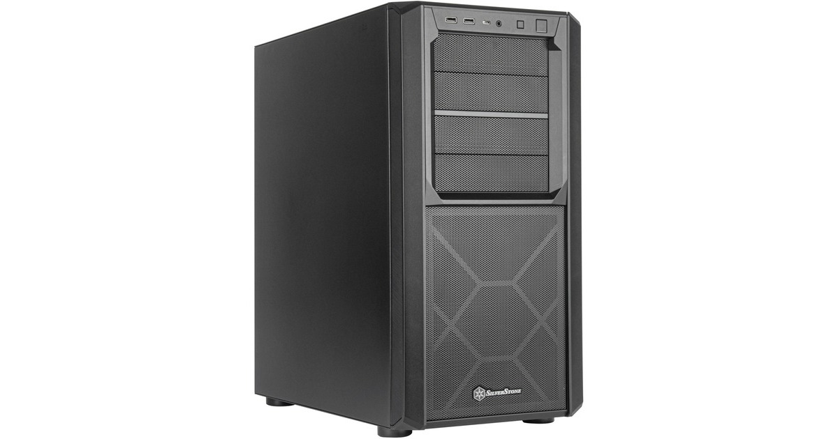 SilverStoneSST-SED1-B midi tower behuizing  (Zwart | 2x USB-A | 1x USB-C)
