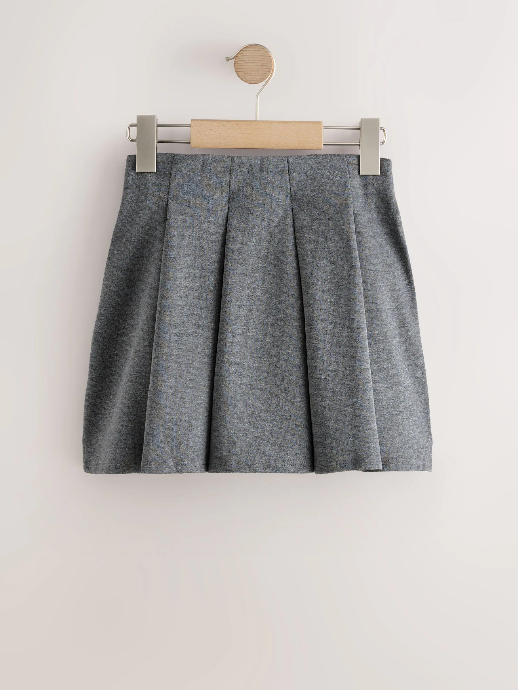 Grijs - Jersey pull-on geplooide schoolrok met stretch (3-17jr)