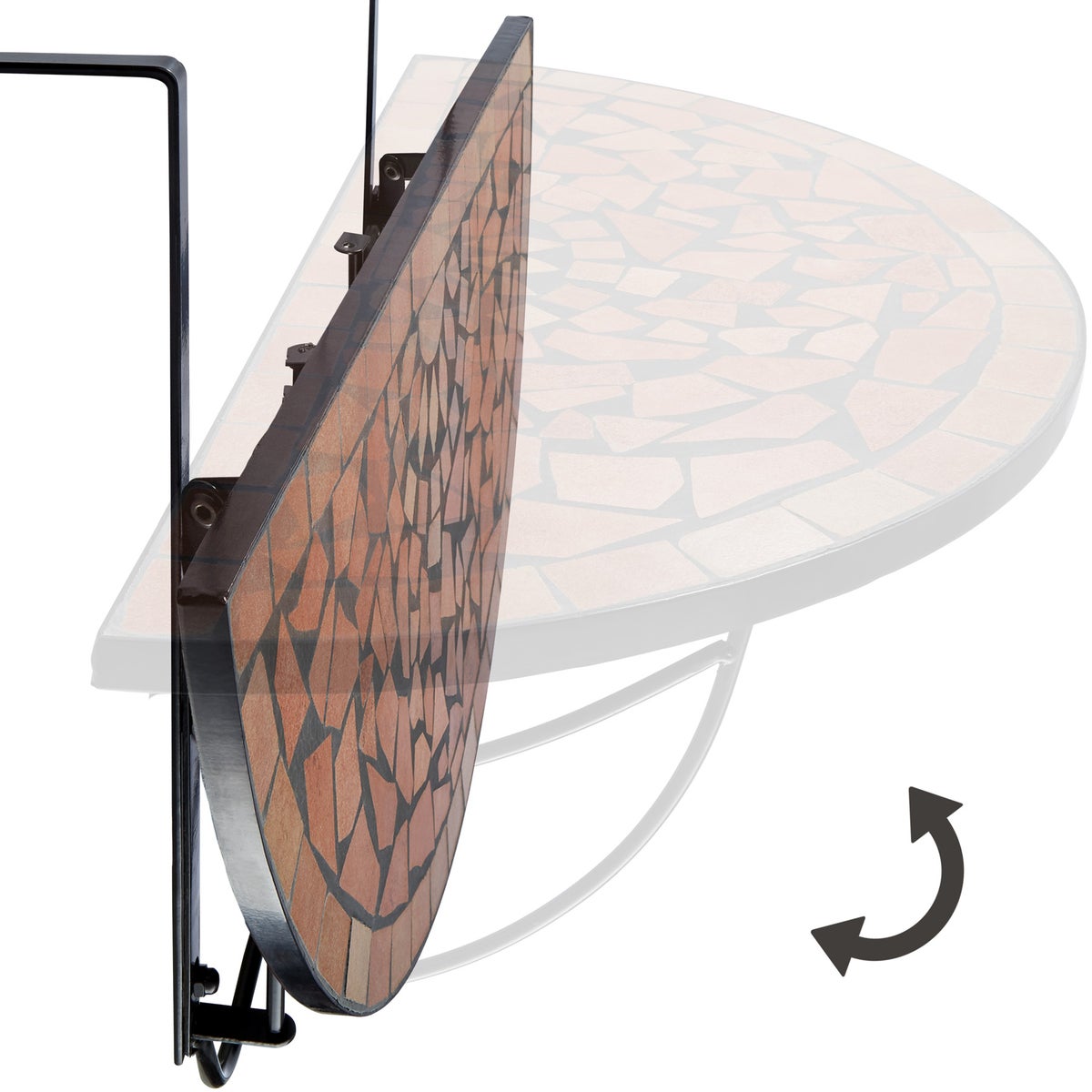 Balkontafel tectake staal, mozaïek en cement 75 x 65 x 62 cm