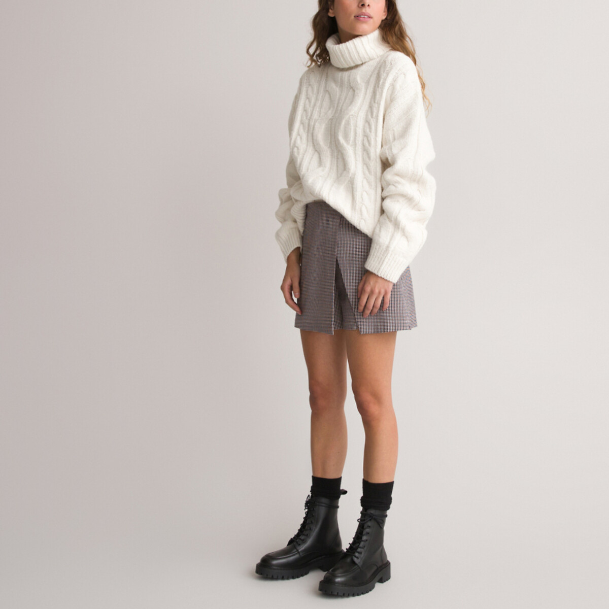 COLEÇÕES LA REDOUTE<br>Suéter de gola alta em malha grossa