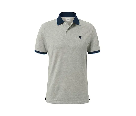 Piqué-Poloshirt, grau meliert