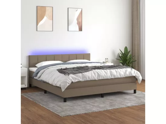 Sommier tapissier avec matelas et LED Taupe 180x200 cm Tissu