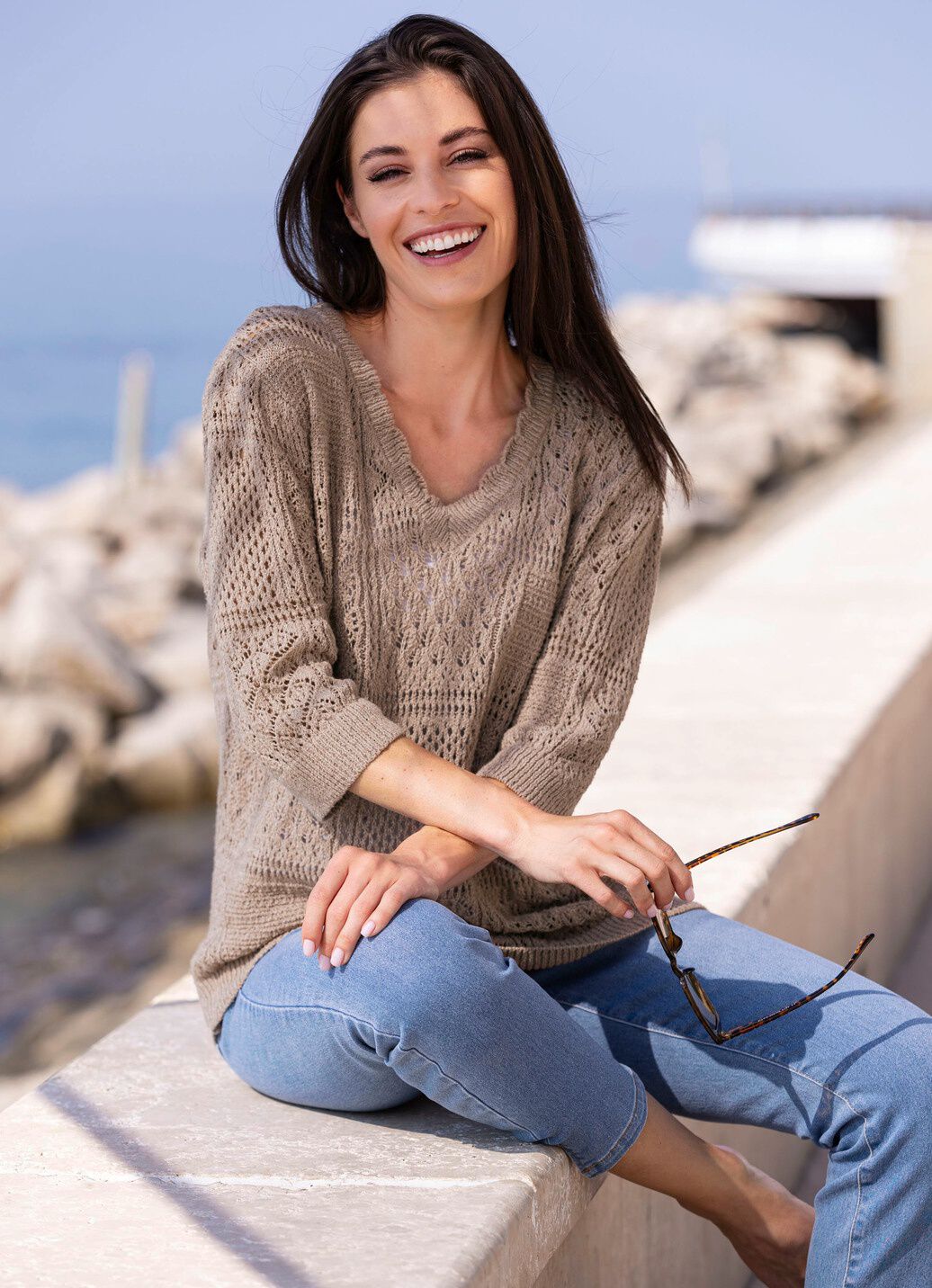 Pullover in Feinbouclé