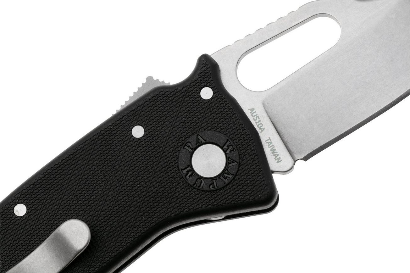 Demko Nano-Shark, NANO-10A-BLACK GRN-CP, Stonewashed AUS-10A Clip Point, Black GRN zakmes