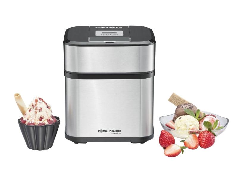 Rommelsbacher Glacemaschine 4in1 0.5 l, Silber Für die Zubereitung von Frozen Yoghurt, Glace, Softeis, Sorbet