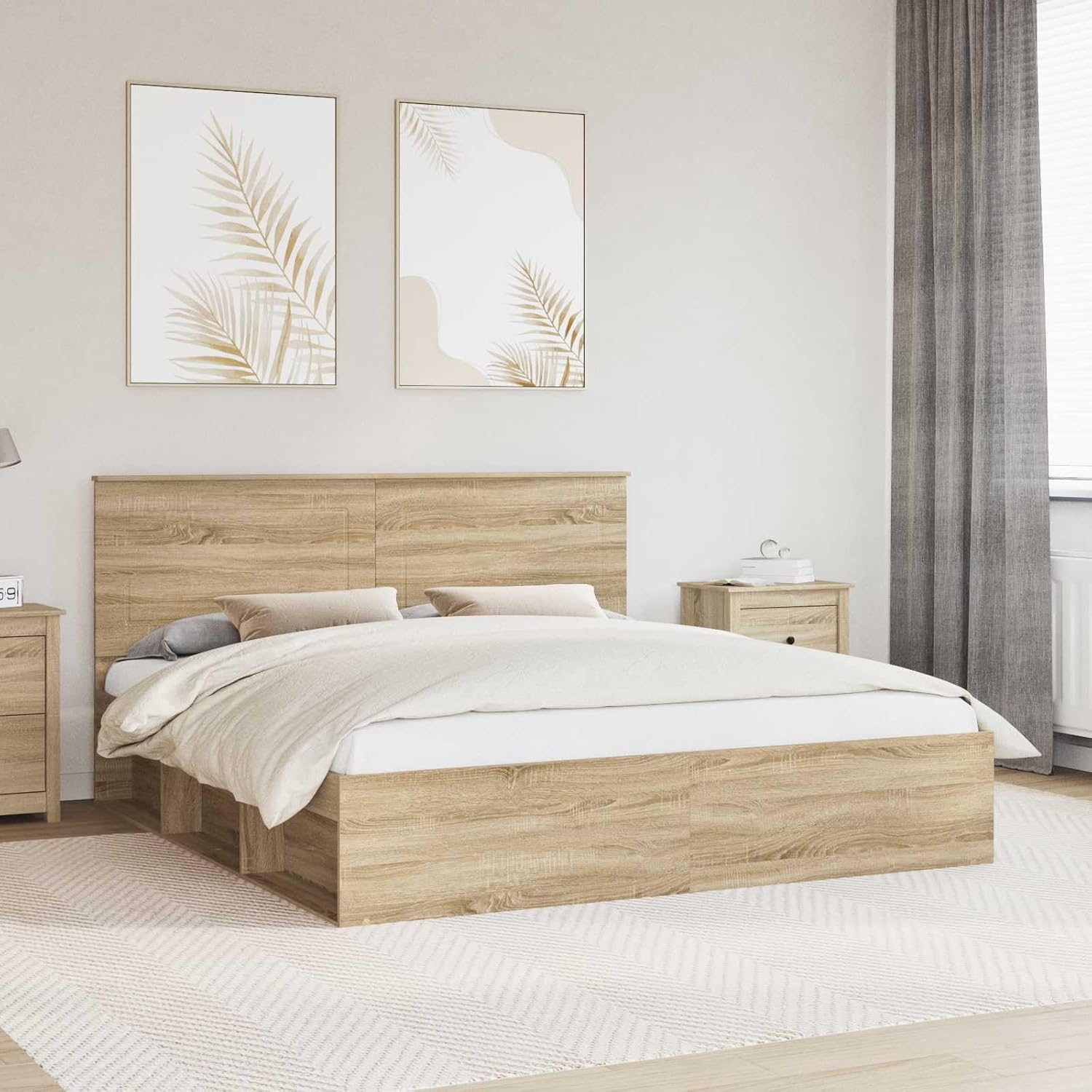 Bettrahmen Sonoma 180x200 cm aus Massivholz Kiefer, Modernes Design mit Kopfteil & Lattenrost, Robustes Holzbett for Schlafzimmer und Gästezimmer