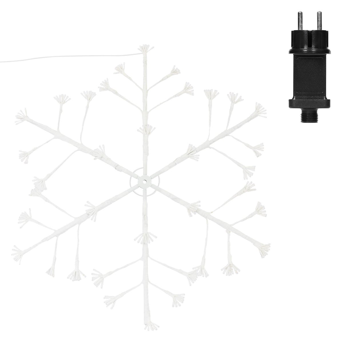 ECD Germany LED-sneeuwvlok met 288 warmwitte LED's, 87 cm, decoratieve hangende kerstverlichting voor binnen- en buitengebruik, IP44 waterdicht, raamsilhouet raamdecoratie lichtsnoer voor kerst