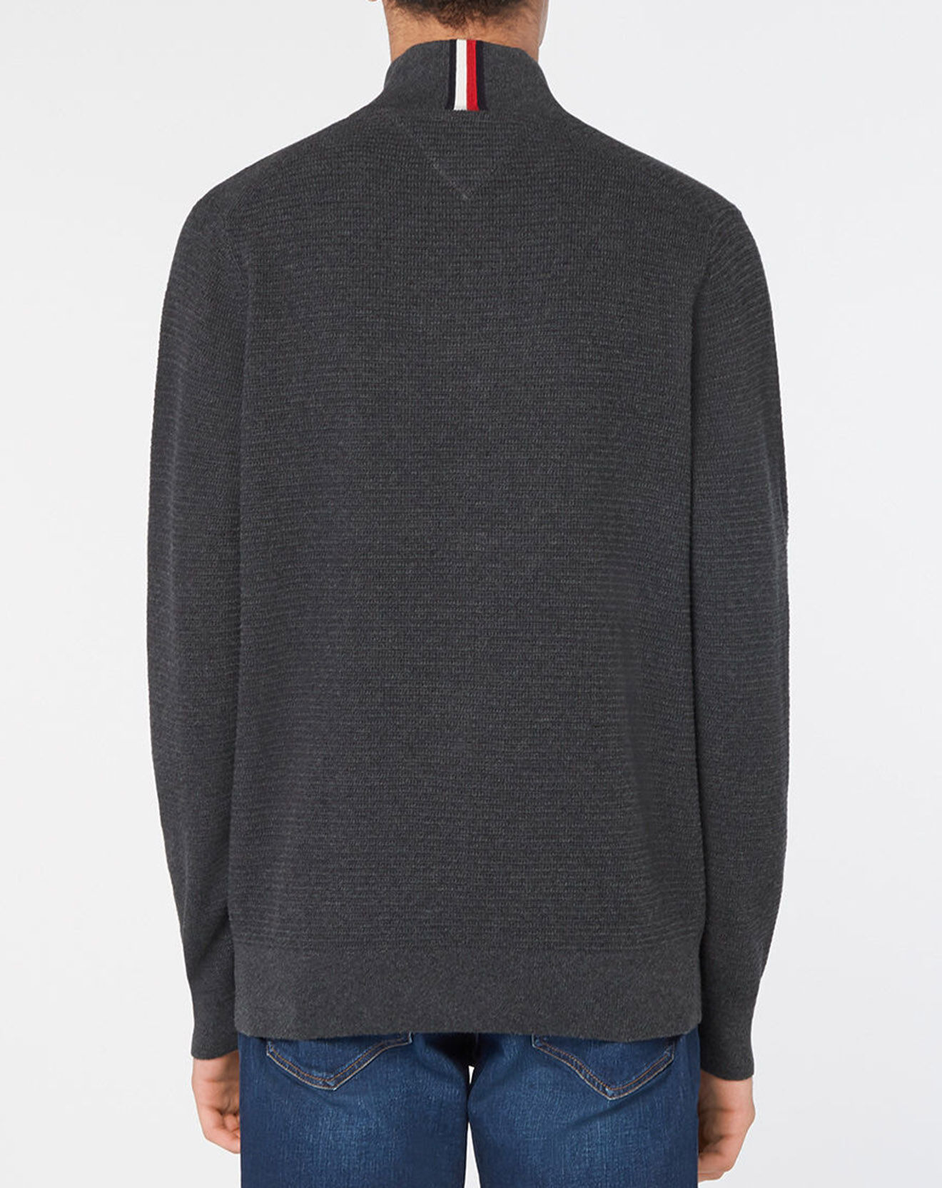 Tommy Hilfiger Pull 100% Coton Bio Structure gris foncé