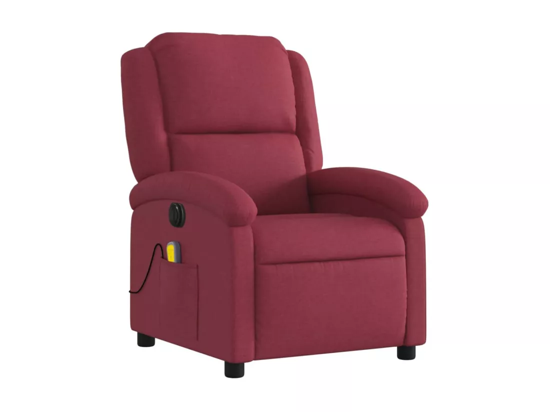 Fauteuil massant inclinable électrique Rouge bordeaux Tissu