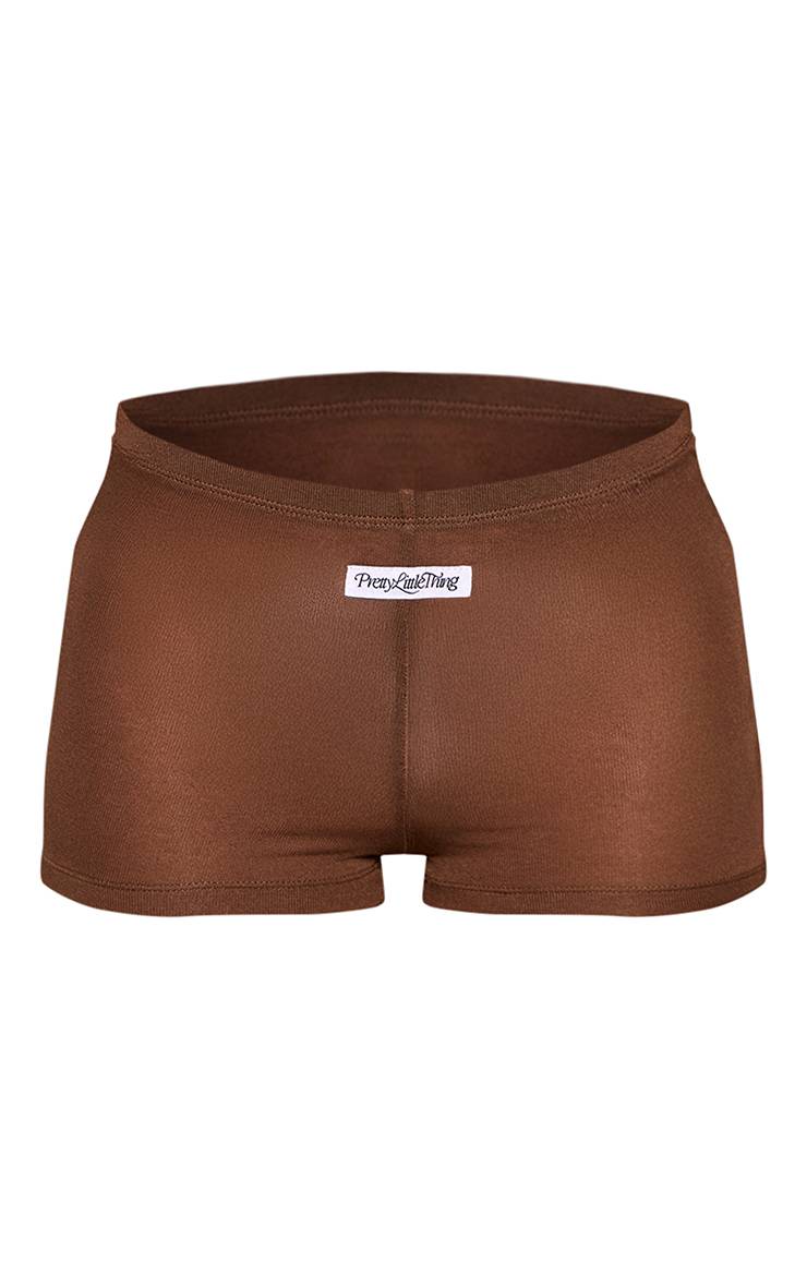 Chocolat Short Court En Coton Transparent Avec Détail D'étiquette
