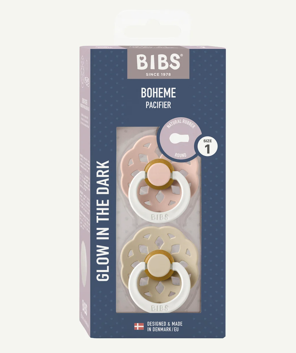 BIBSLOT DE 2 TÉTINES PHOSPHORESCENTES BOHÈME VANILLE