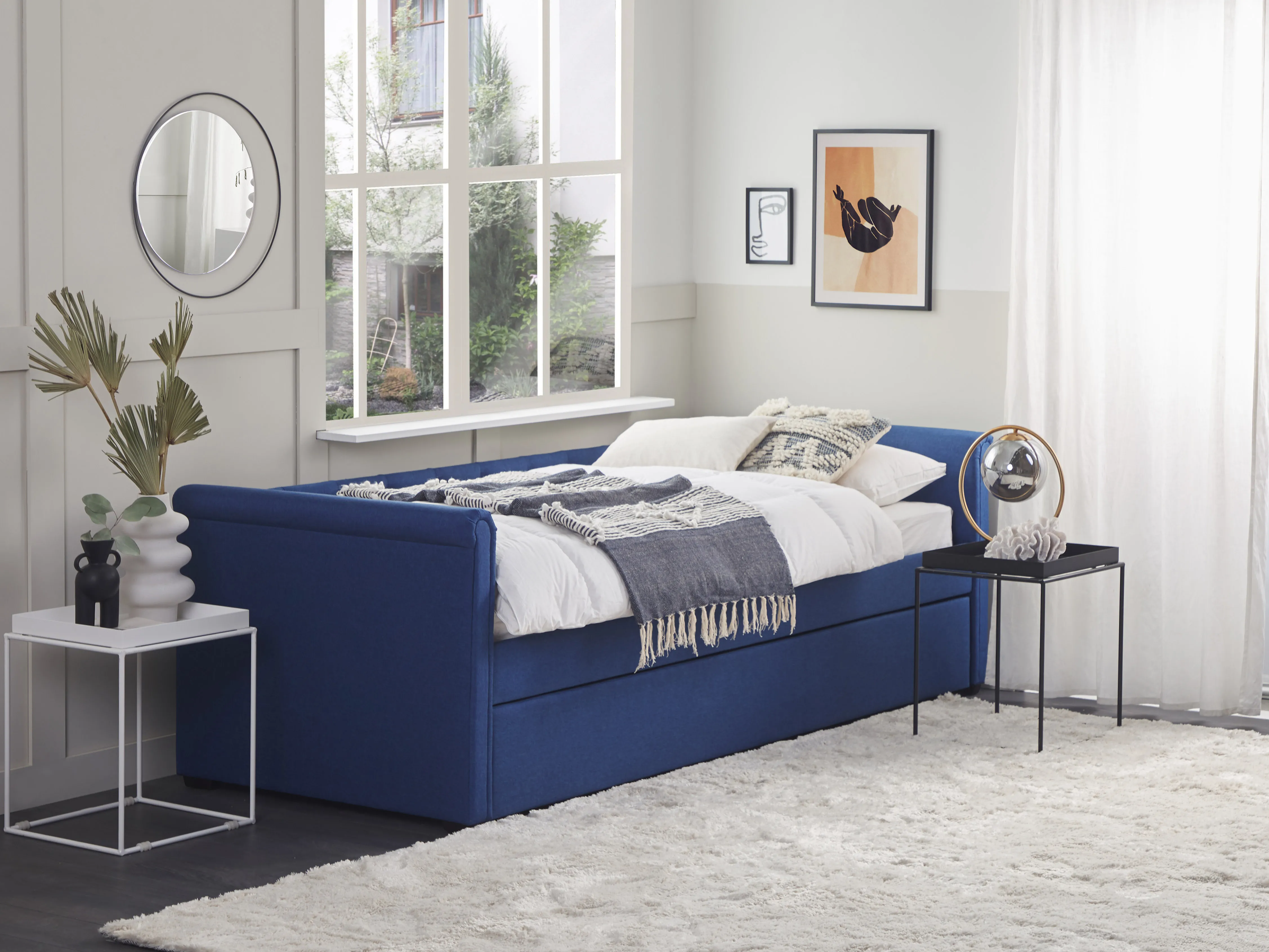 Onderschuifbed Stof LIBOURNE 80 x 200 cm Marineblauw