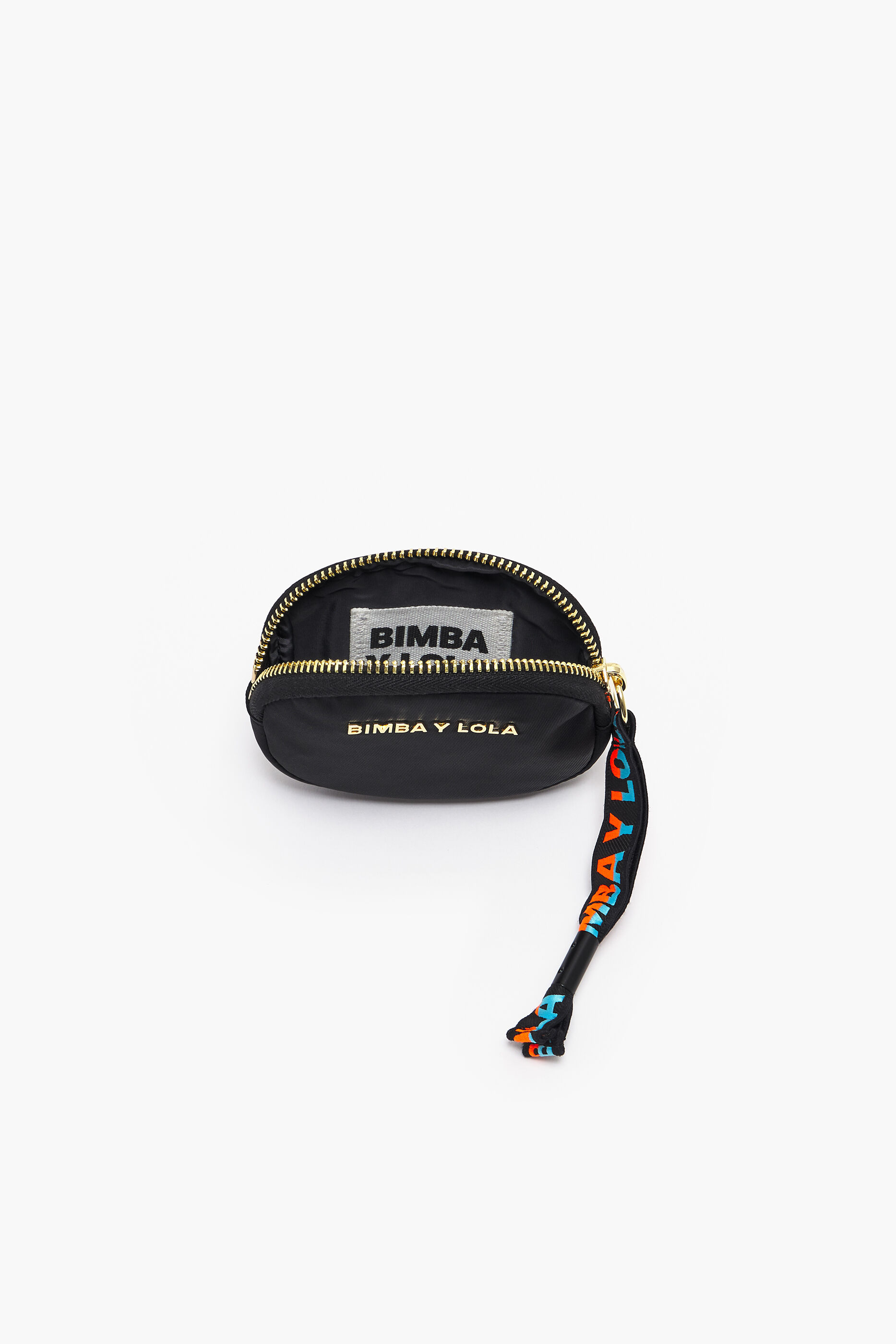 Porta-moedas oval de náilon preto