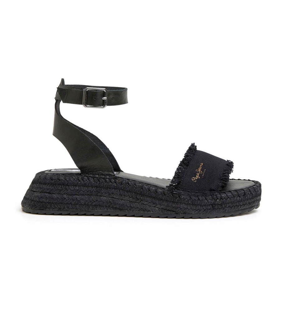 Sandálias Pepe Jeans Cua Kate em couro preto