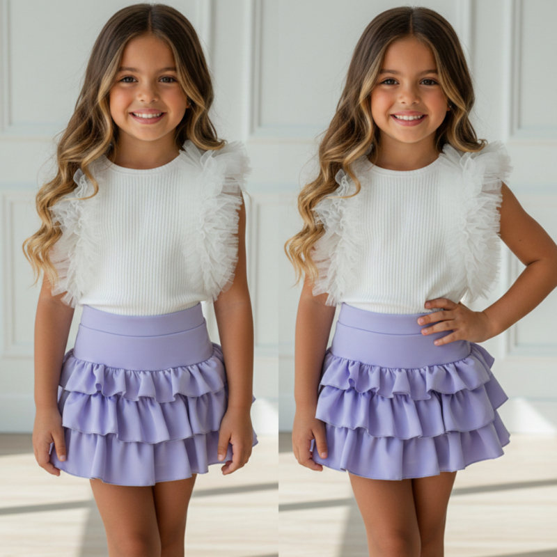 Diva ruffled glow set - lila/wit