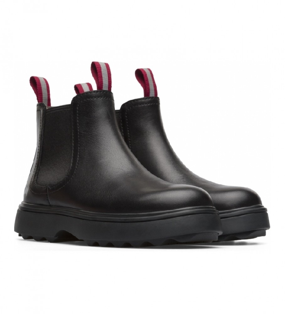 Botas de tornozelo de couro preto Camper North Kids