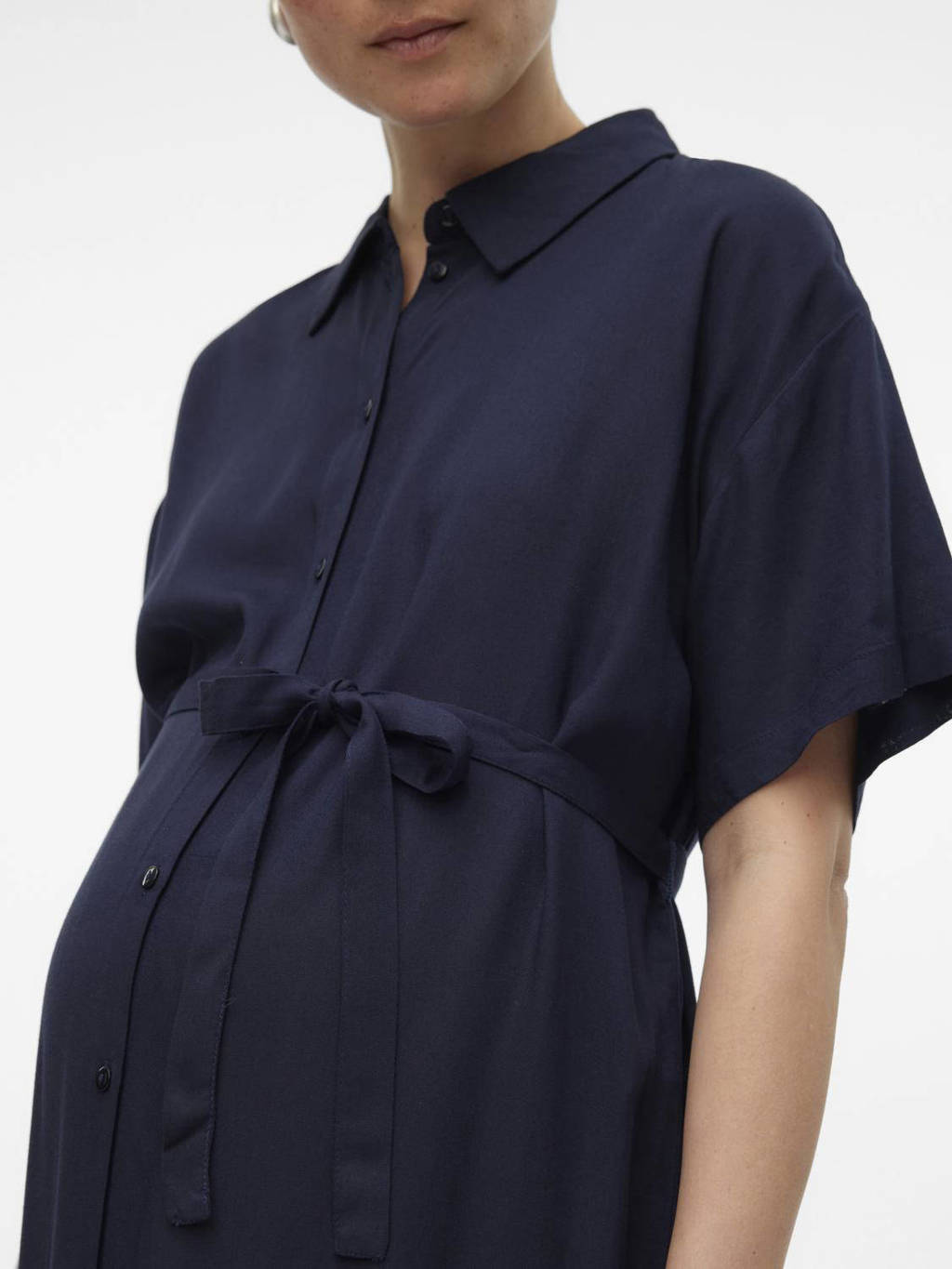 VERO MODA MATERNITY gebloemde zwangerschapsjurk VMMBUMPY donkerblauw