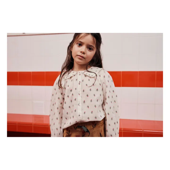 Emile et Ida Blouse Fleurie Col Volant | Ecru