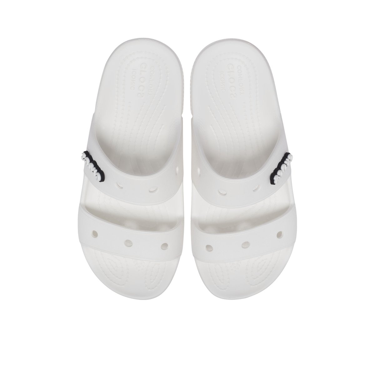 CROCS-Classic_croc-Sandales athlétiques à double bride - Talon plat - Blanc