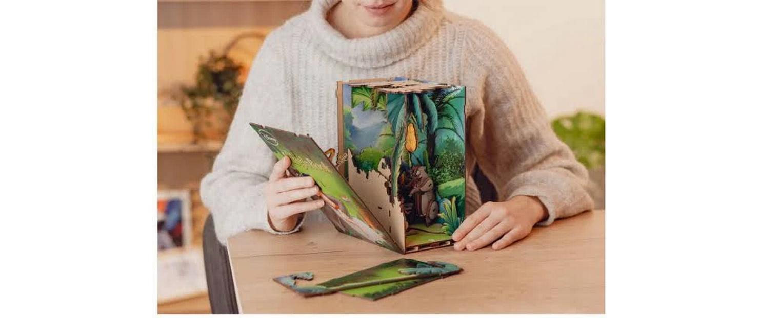 Bausatz Disney The Jungle BookZauberhafte Miniaturwelt mit LED-Beleuchtung für Ihr Bücherregal