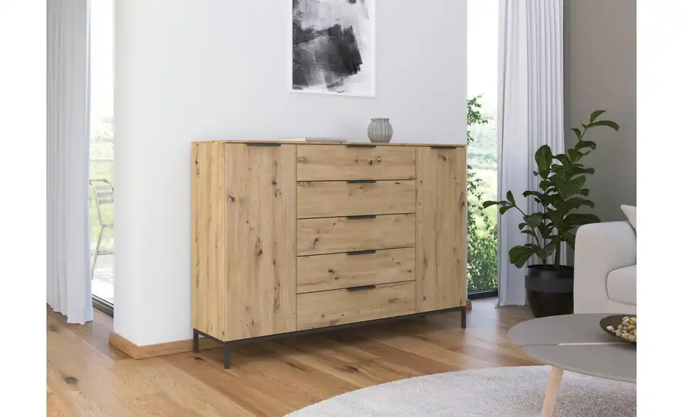 Highboard Eiche Artisan (Nachbildung) Eiche Artisan (Nachbildung) Front: Dekor, Oberboden: Dekor 160 cm Graphit